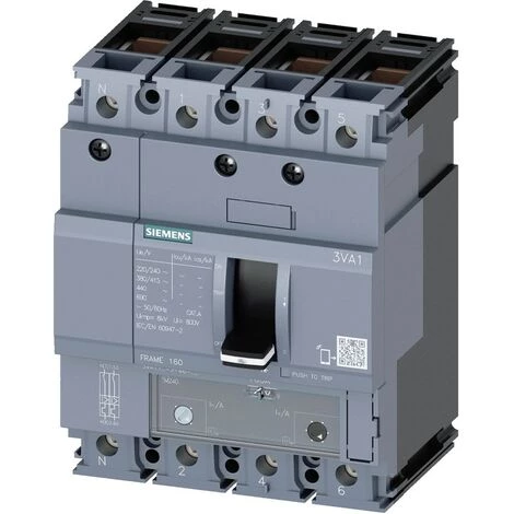 Siemens 3VA1 80A 4-pôles 25KA Disjoncteur à Boîtier Moulé 3VA11803EF460AA0 1 Siemens 3VA1 80A 4-pôles 25KA Disjoncteur à Boîtier Moulé 3VA11803EF460AA0