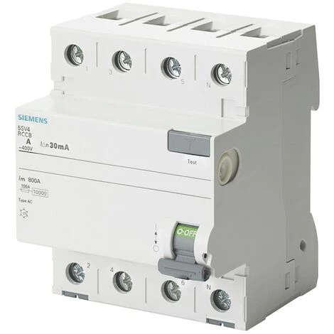Siemens Interrupteur Différentiel Pur 4 Pôles 25A 30mA AC Type 4 Modules 5SV43420 1 Siemens Interrupteur Différentiel Pur 4 Pôles 25A 30mA AC Type 4 Modules 5SV43420