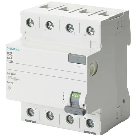 Siemens Interrupteur Différentiel Pur 4 Pôles 63A 300mA AC Type 4 Modules 5SV46460 1 Siemens Interrupteur Différentiel Pur 4 Pôles 63A 300mA AC Type 4 Modules 5SV46460