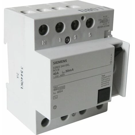 Interrupteur Différentiel 4 Pôles 30 MA 40 A Type AC - SIEMENS - SIEMENS 1 Interrupteur Différentiel 4 Pôles 30 MA 40 A Type AC - SIEMENS - SIEMENS