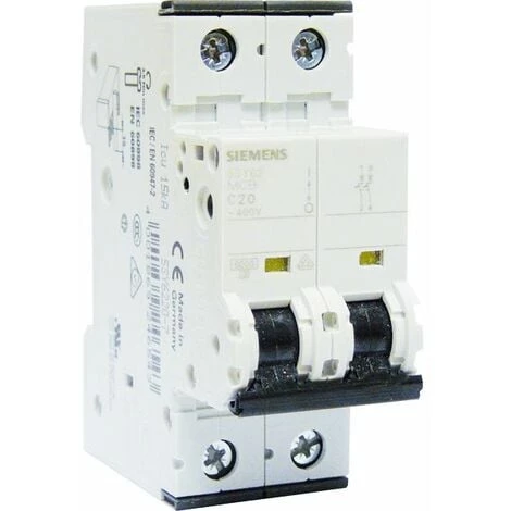 Disjoncteur électrique Bipolaire 20 A Courbe C Pour Parafoudre - SIEMENS - SIEMENS 1 Disjoncteur électrique Bipolaire 20 A Courbe C Pour Parafoudre - SIEMENS - SIEMENS