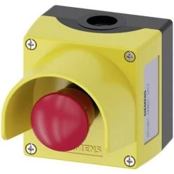 Siemens 3SU1801-0NB00-2AC2 Bouton Champignon En Boîtier, Avec Collerette De Protection Jaune Décrochage Par Rotation 1