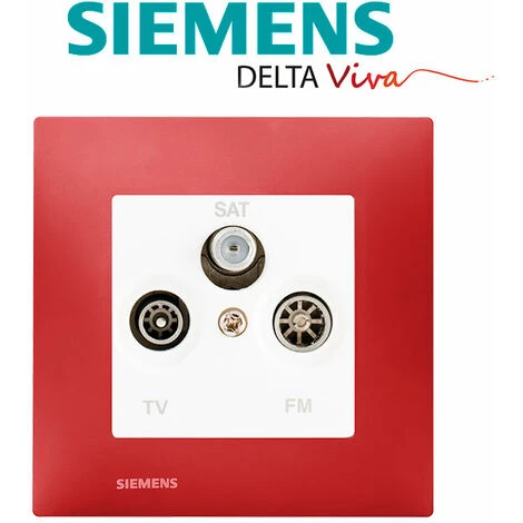Prise TV FM SAT Blanc Delta Viva + Plaque Rouge - SIEMENS - SIEMENS 2 Prise TV FM SAT Blanc Delta Viva + Plaque Rouge - SIEMENS - SIEMENS – Image 2