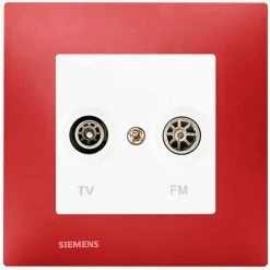 Prise TV /FM Blanc Delta Viva + Plaque Rouge - SIEMENS - SIEMENS