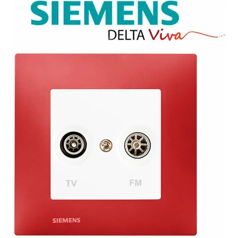 Prise TV /FM Blanc Delta Viva + Plaque Rouge - SIEMENS - SIEMENS 2 Prise TV /FM Blanc Delta Viva + Plaque Rouge - SIEMENS - SIEMENS – Image 2