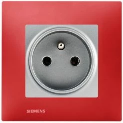 Prise 2P+T Silver Delta Viva + Plaque Rouge - SIEMENS - SIEMENS
