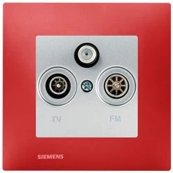 Prise TV FM SAT Silver Delta Viva + Plaque Rouge - SIEMENS - SIEMENS