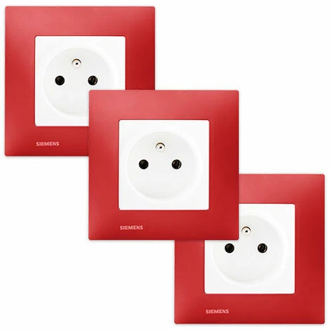 LOT 3 Prise 2P+T Blanc Delta Viva + Plaque Rouge - SIEMENS - SIEMENS 1 LOT 3 Prise 2P+T Blanc Delta Viva + Plaque Rouge - SIEMENS - SIEMENS