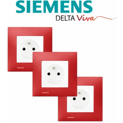 LOT 3 Prise 2P+T Blanc Delta Viva + Plaque Rouge - SIEMENS - SIEMENS 2 LOT 3 Prise 2P+T Blanc Delta Viva + Plaque Rouge - SIEMENS - SIEMENS – Image 2