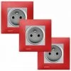 LOT De 3 Prises 2P+T Silver Delta Viva + Plaques Rouge - SIEMENS - SIEMENS