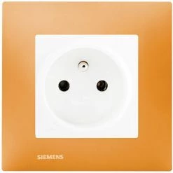 Prise 2P+T Blanc Delta Viva + Plaque Orange - SIEMENS - SIEMENS