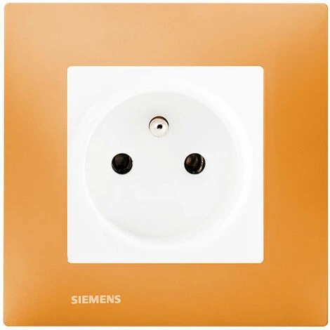 Prise 2P+T Blanc Delta Viva + Plaque Orange - SIEMENS - SIEMENS 1 Prise 2P+T Blanc Delta Viva + Plaque Orange - SIEMENS - SIEMENS