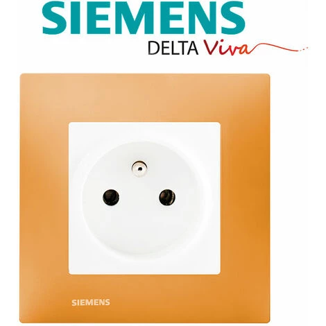 Prise 2P+T Blanc Delta Viva + Plaque Orange - SIEMENS - SIEMENS 2 Prise 2P+T Blanc Delta Viva + Plaque Orange - SIEMENS - SIEMENS – Image 2
