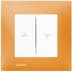 Interrupteur Volet Roulant Blanc Delta Viva + Plaque Orange - SIEMENS - SIEMENS