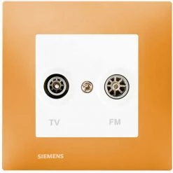 Prise TV /FM Blanc Delta Viva + Plaque Orange - SIEMENS - SIEMENS