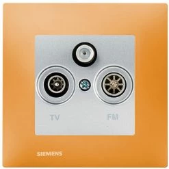 Prise TV FM SAT Silver Delta Viva + Plaque Orange - SIEMENS - SIEMENS