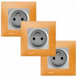 LOT 3 Prise 2P+T Silver Delta Viva + Plaque Orange - SIEMENS - SIEMENS
