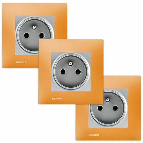 LOT 3 Prise 2P+T Silver Delta Viva + Plaque Orange - SIEMENS - SIEMENS 1 LOT 3 Prise 2P+T Silver Delta Viva + Plaque Orange - SIEMENS - SIEMENS