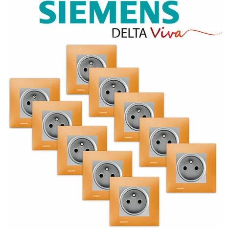 LOT 10 Prise 2P+T Silver Delta Viva + Plaque Orange - SIEMENS - SIEMENS 2 LOT 10 Prise 2P+T Silver Delta Viva + Plaque Orange - SIEMENS - SIEMENS – Image 2