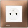 Prise 2P+T Blanc Delta Viva + Plaque Métal Marron - SIEMENS - SIEMENS