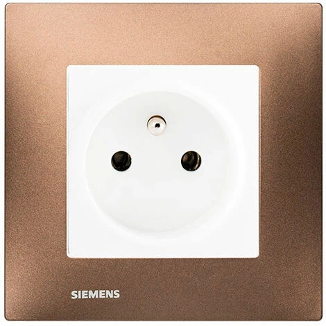 Prise 2P+T Blanc Delta Viva + Plaque Métal Marron - SIEMENS - SIEMENS 1 Prise 2P+T Blanc Delta Viva + Plaque Métal Marron - SIEMENS - SIEMENS