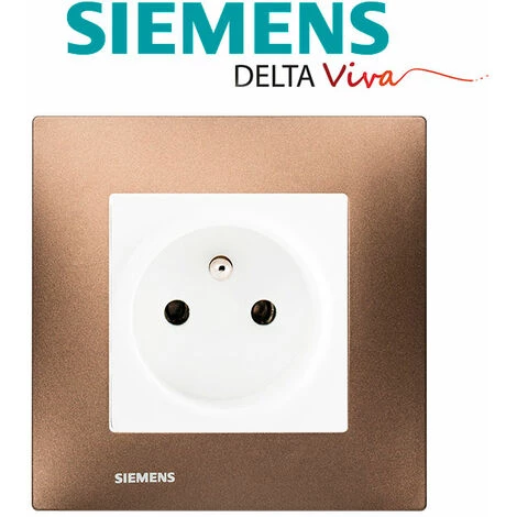 Prise 2P+T Blanc Delta Viva + Plaque Métal Marron - SIEMENS - SIEMENS 2 Prise 2P+T Blanc Delta Viva + Plaque Métal Marron - SIEMENS - SIEMENS – Image 2