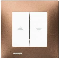 Interrupteur Volet Roulant Blanc Delta Viva + Plaque Métal Marron - SIEMENS - SIEMENS