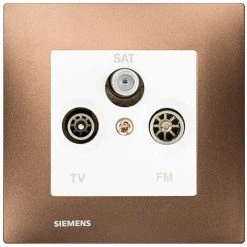 Prise TV FM SAT Blanc Delta Viva + Plaque Métal Marron - SIEMENS - SIEMENS