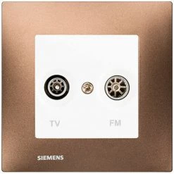 Prise TV /FM Blanc Delta Viva + Plaque Métal Marron - SIEMENS - SIEMENS