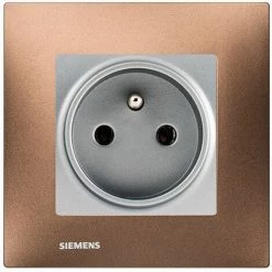Prise 2P+T Silver Delta Viva + Plaque Métal Marron - SIEMENS - SIEMENS