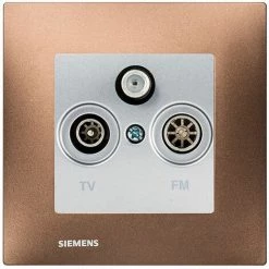 Prise TV FM SAT Silver Delta Viva + Plaque Métal Marron - SIEMENS - SIEMENS