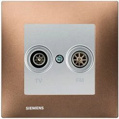 Prise TV / FM Silver Delta Viva + Plaque Métal Marron - SIEMENS - SIEMENS