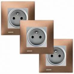LOT 3 Prise 2P+T Silver Delta Viva + Plaque Métal Marron - SIEMENS - SIEMENS