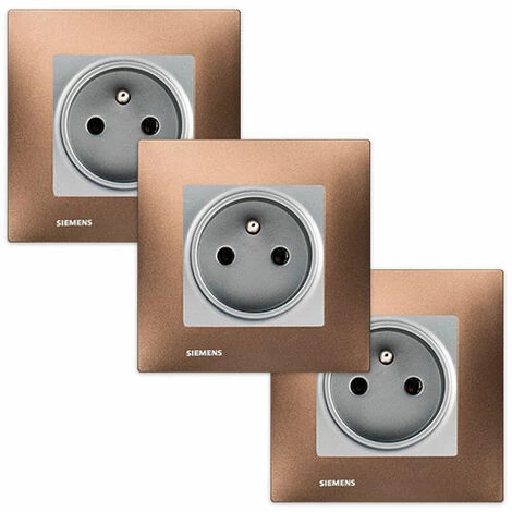 LOT 3 Prise 2P+T Silver Delta Viva + Plaque Métal Marron - SIEMENS - SIEMENS 1 LOT 3 Prise 2P+T Silver Delta Viva + Plaque Métal Marron - SIEMENS - SIEMENS