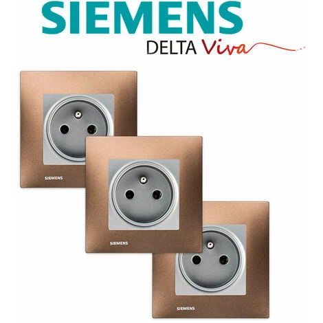 LOT 3 Prise 2P+T Silver Delta Viva + Plaque Métal Marron - SIEMENS - SIEMENS 2 LOT 3 Prise 2P+T Silver Delta Viva + Plaque Métal Marron - SIEMENS - SIEMENS – Image 2