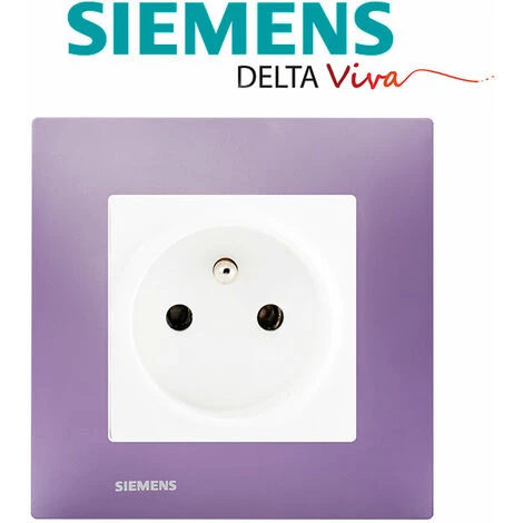 Prise 2P+T Blanc Delta Viva + Plaque Violet - SIEMENS - SIEMENS 2 Prise 2P+T Blanc Delta Viva + Plaque Violet - SIEMENS - SIEMENS – Image 2