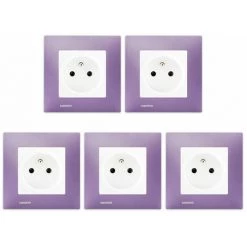 LOT 5 Prise 2P+T Blanc Delta Viva + Plaque Violet - SIEMENS - SIEMENS