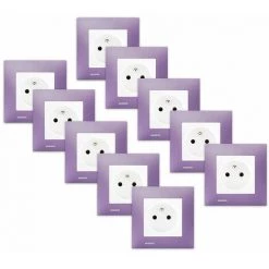 LOT 10 Prise 2P+T Blanc Delta Viva + Plaque Violet - SIEMENS - SIEMENS