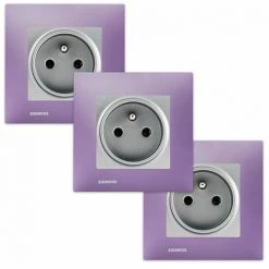 LOT 3 Prise 2P+T Silver Delta Viva + Plaque Violet - SIEMENS - SIEMENS