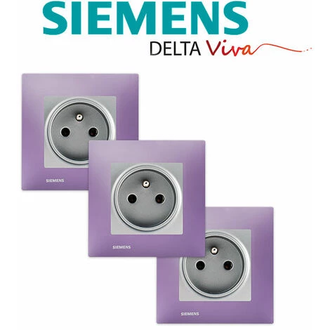 LOT 3 Prise 2P+T Silver Delta Viva + Plaque Violet - SIEMENS - SIEMENS 2 LOT 3 Prise 2P+T Silver Delta Viva + Plaque Violet - SIEMENS - SIEMENS – Image 2