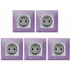 LOT 5 Prise 2P+T Silver Delta Viva + Plaque Violet - SIEMENS - SIEMENS