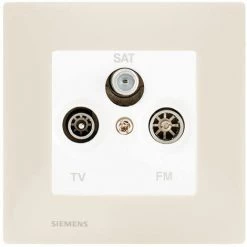 Prise TV FM SAT Blanc Delta Viva + Plaque Beige - SIEMENS - SIEMENS