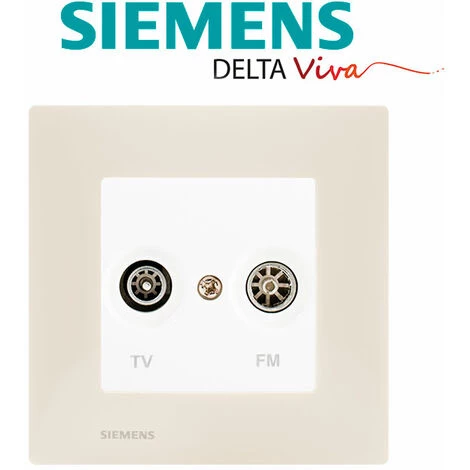 Prise TV /FM Blanc Delta Viva + Plaque Beige - SIEMENS - SIEMENS 2 Prise TV /FM Blanc Delta Viva + Plaque Beige - SIEMENS - SIEMENS – Image 2