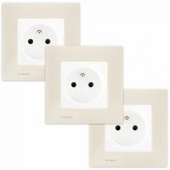 LOT De 3 Prises 2P+T Blanc Delta Viva + Plaques Beige - SIEMENS - SIEMENS