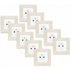 LOT De 10 Prises 2P+T Blanc Delta Viva + Plaques Beige - SIEMENS - SIEMENS