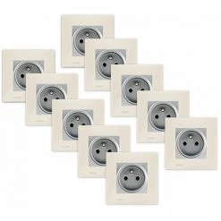 LOT 10 Prise 2P+T Silver Delta Viva + Plaque Beige - SIEMENS - SIEMENS