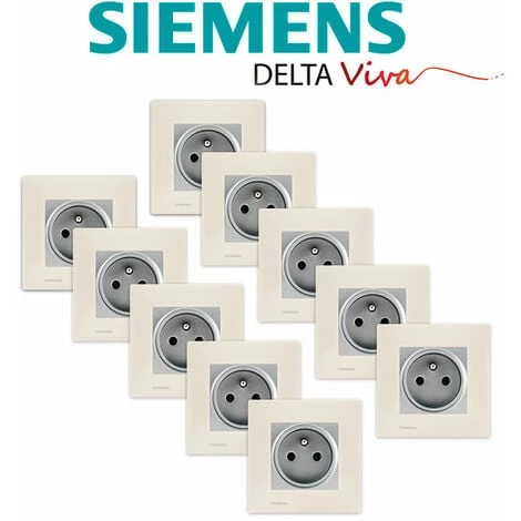 LOT 10 Prise 2P+T Silver Delta Viva + Plaque Beige - SIEMENS - SIEMENS 2 LOT 10 Prise 2P+T Silver Delta Viva + Plaque Beige - SIEMENS - SIEMENS – Image 2