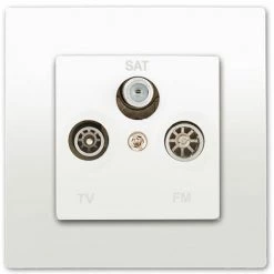 Prise TV FM SAT Blanc Delta Viva + Plaque Blanc - SIEMENS - SIEMENS