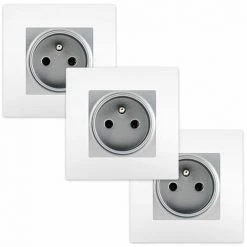 LOT De 3 Prises 2P+T Silver Delta Viva + Plaques Blanc - SIEMENS - SIEMENS