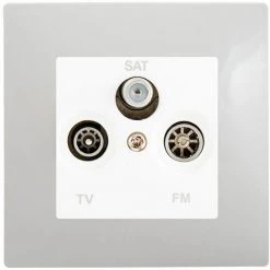 Prise TV FM SAT Blanc Delta Viva + Plaque Gris - SIEMENS - SIEMENS